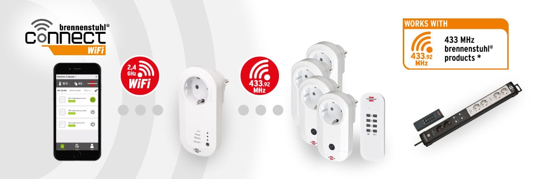brennenstuhl&reg;Connect WiFi Steckdose mit 433 MHz Sender - Die perfekte Erweiterung f&uuml;r Funksteckosen