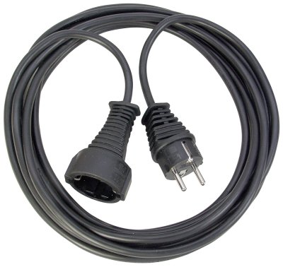 Qualit&auml;ts-Kunststoff-Verl&auml;ngerungskabel 3m schwarz H05VV-F 3G1,5
