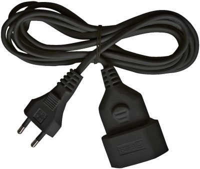 Kunststoff-Verl&auml;ngerungskabel 3m schwarz H03VVH2-F 2x0,75