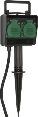 Gartensteckdose mit Erdspie&szlig; IP44 2-fach 1,4m H07RN-F 3G1,5