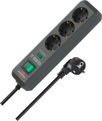 Eco-Line 13.500A &Uuml;berspannungsschutz-Steckdosenleiste 3-fach anthrazit 1,5m H05VV-F 3G1,5