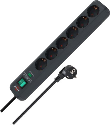Eco-Line 13.500A &Uuml;berspannungsschutz-Steckdosenleiste 6-fach anthrazit 5m H05VV-F 3G1,5