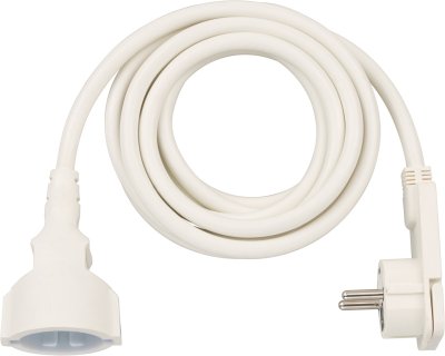 Qualit&auml;ts-Kunststoff-Verl&auml;ngerungskabel mit Flachstecker 3m H05VV-F3G1,5 weiss