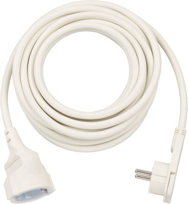 Qualit&auml;ts-Kunststoff-Verl&auml;ngerungskabel mit Flachstecker 5m H05VV-F3G1,5 weiss