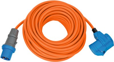 Camping-/Maritim CEE Verl&auml;ngerungskabel IP44 25m orange H07RN-F 3G2,5 CEE-Stecker, Winkelkupplung 230V/16A