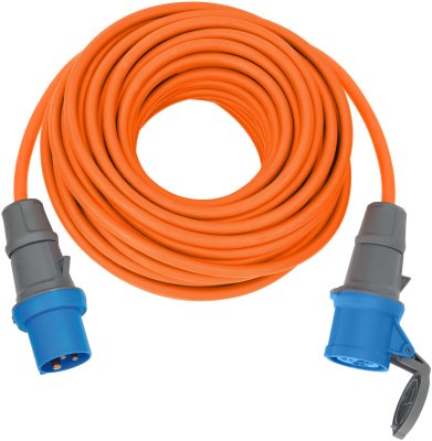 Camping-/Maritim CEE Verl&auml;ngerungskabel IP44 25m H07RN-F 3G2,5 orange CEE 230V/16A Stecker und Kupplung