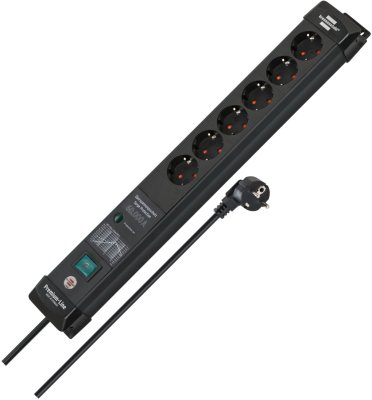 Premium-Line 60.000A &Uuml;berspannungsschutz-Steckdosenleiste 6-fach schwarz 5m H05VV-F 3G1,5