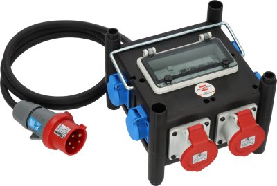 Kompakter Gummi-Stromverteiler BSV 3 FI Typ B IP44 2m H07RN-F 5G2.5 - 2xCEE16A, 5x230V