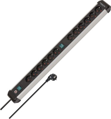 Premium-Alu-Line Steckdosenleiste 12-fach 3m H05VV-F 3G1,5 2x 6-fach schaltbare Steckdosen 