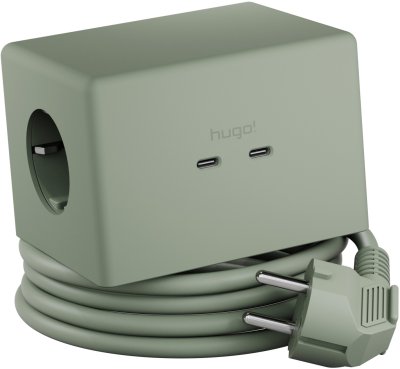 hugo! ONE Steckdosenw&uuml;rfel mit USB C 20W PD mint green
