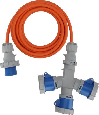 CEE Verl&auml;ngerungskabel IP67, 2m orange H07RN-F3G2.5, 3x CEE 230V Kupplung