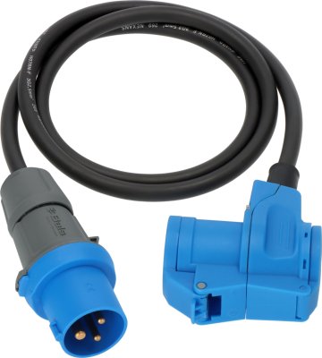 Camping CEE Adapterleitung IP44 1,5m schwarz H07RN-F 3G2,5 CEE-Stecker, Winkelkupplung 230V/16A