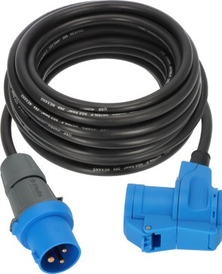 Camping CEE Verl&auml;ngerungskabel IP44 10m schwarz H07RN-F 3G2,5 CEE-Stecker, Winkelkupplung 230V/16A