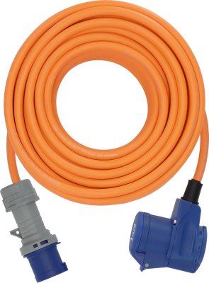 Camping CEE Verl&auml;ngerungskabel IP44 25m orange H07RN-F 3G2,5 CEE-Stecker, Winkelkupplung 230V/16A